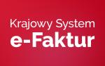 Na czerwonym tle napis : Krajowy System e-Faktur